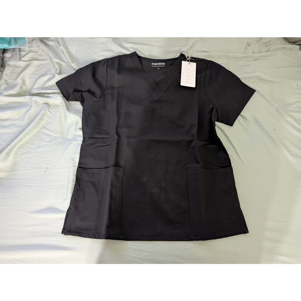 Mandala Women's 6 Pocket Top Black  - Size M